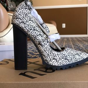 Black/White Block Heels
